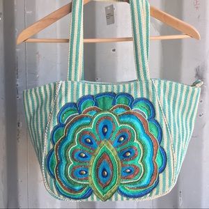 Embroidered fabric tote